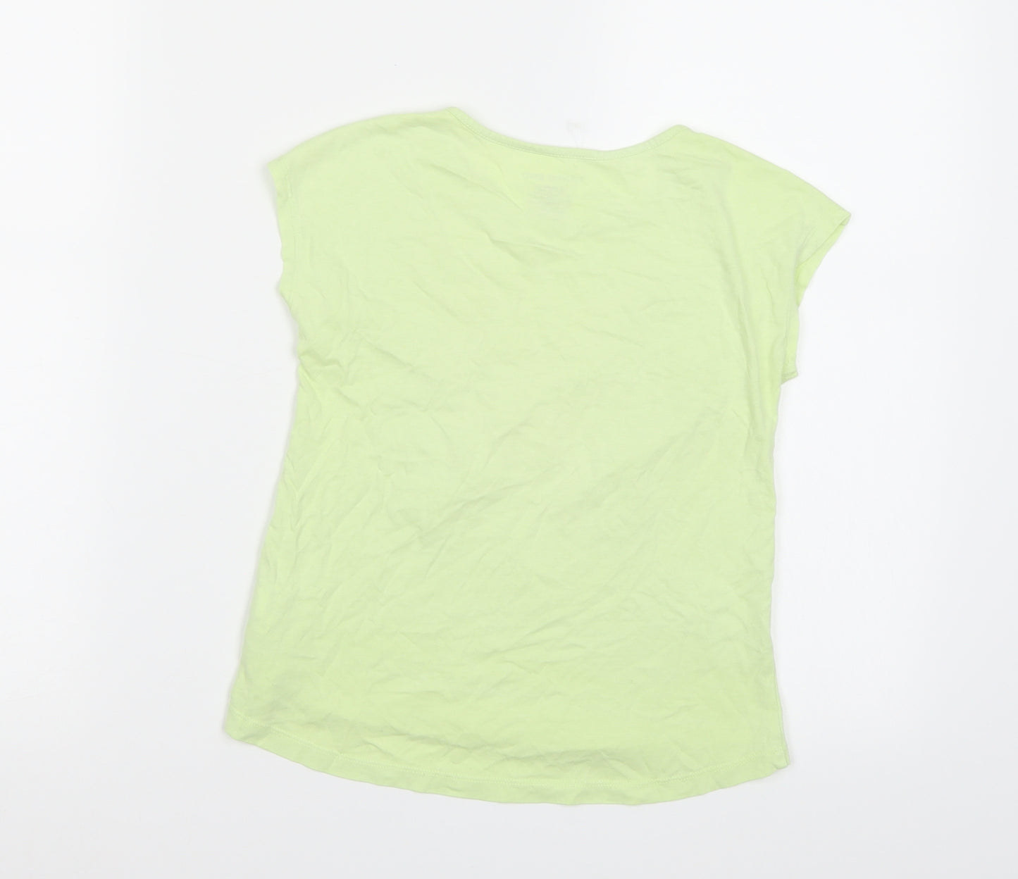 Lands End Girls Yellow   Basic T-Shirt Size 6-7 Years  - Butterfly print