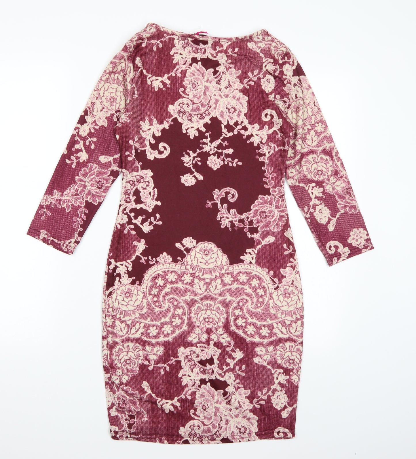 Boohoo Womens Purple Floral  Bodycon  Size 8