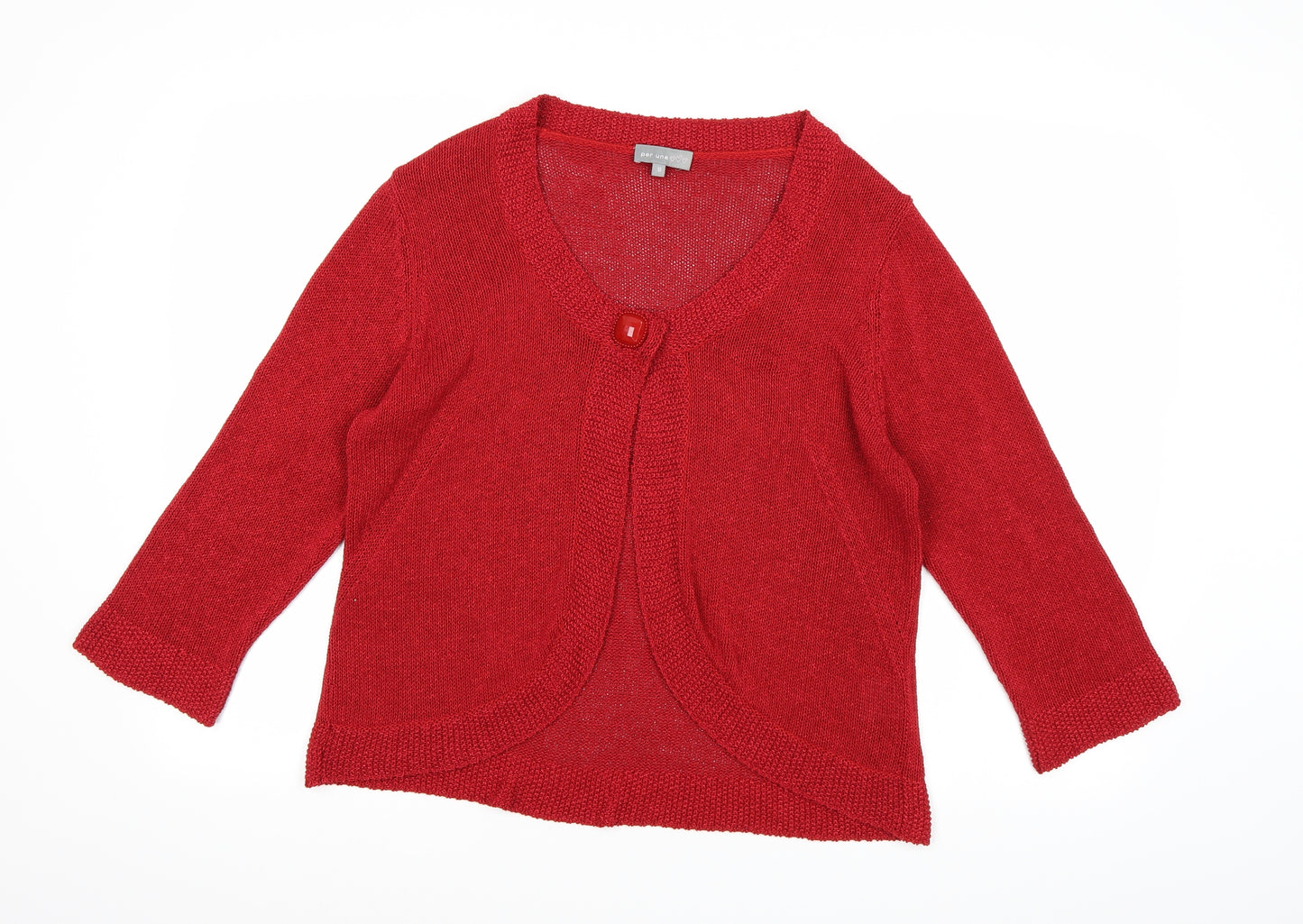 Per Una Womens Red  Knit Cardigan Jumper Size 18