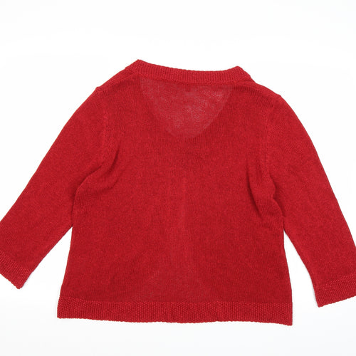 Per Una Womens Red  Knit Cardigan Jumper Size 18