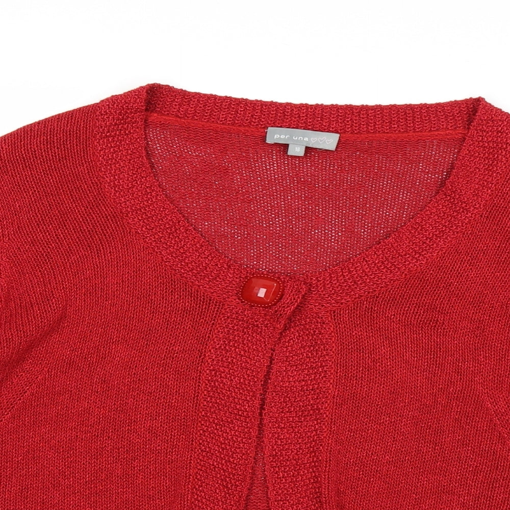 Per Una Womens Red  Knit Cardigan Jumper Size 18