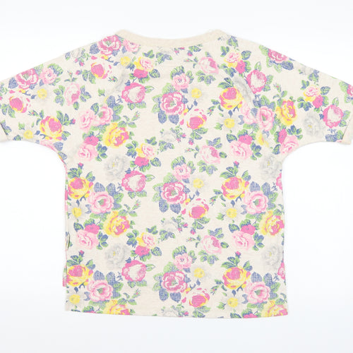 Love To Lounge Womens Beige Floral Jersey Top Pyjama Top Size XS