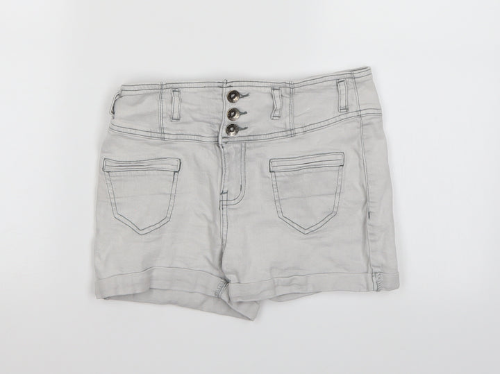 Bullhead Denim Co. Girls Grey  Denim Cut-Off Shorts Size 10-11 Years