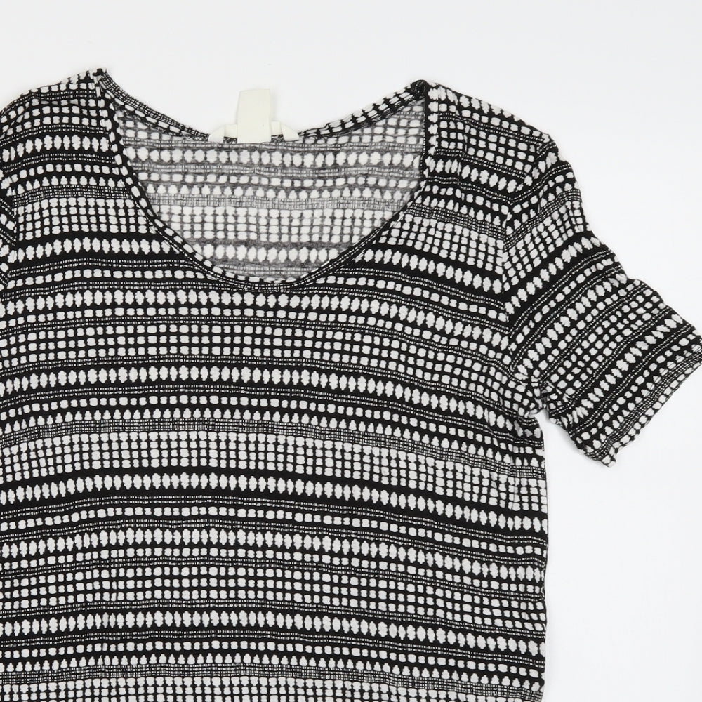 H&M Womens Black Geometric  Basic T-Shirt Size S