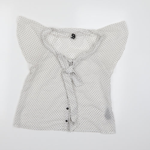 Divided by H&M Womens White Polka Dot  Basic Blouse Size 8