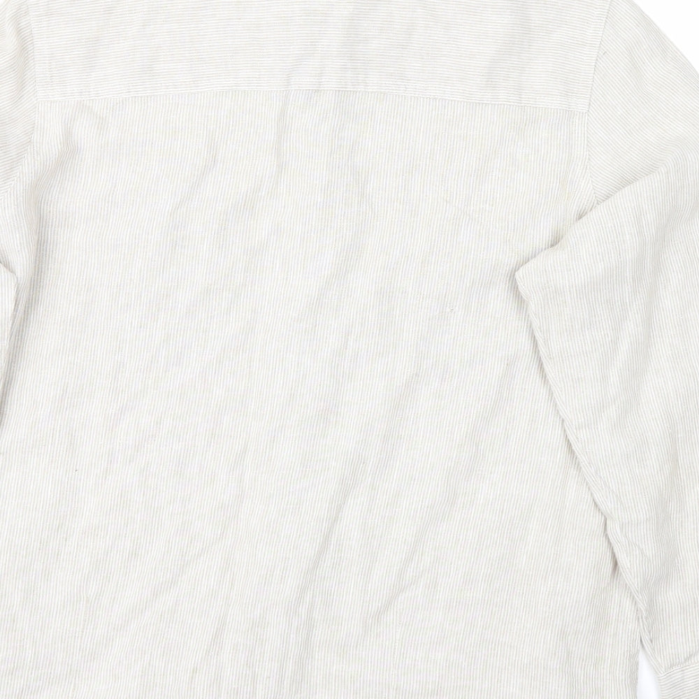 m&s Mens White Striped   Button-Up Size 46