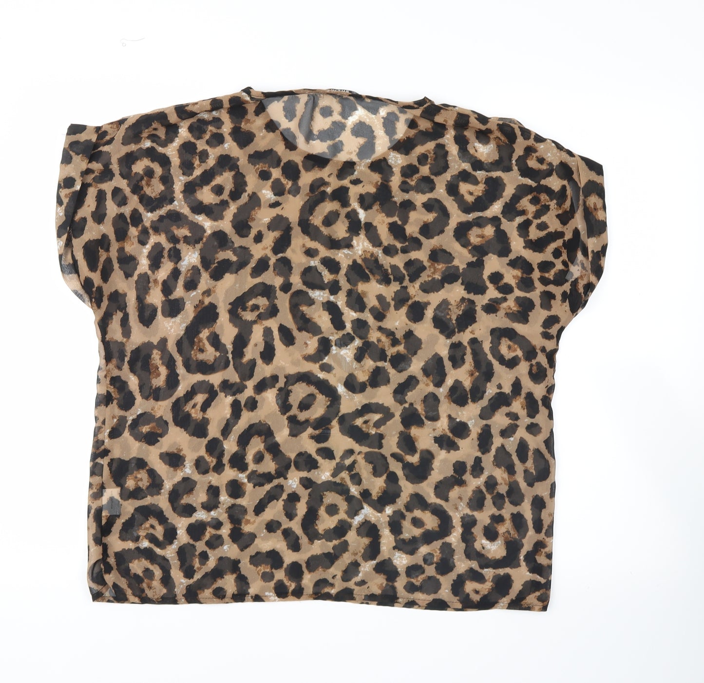 SheIn Womens Yellow Animal Print  Basic Blouse Size L