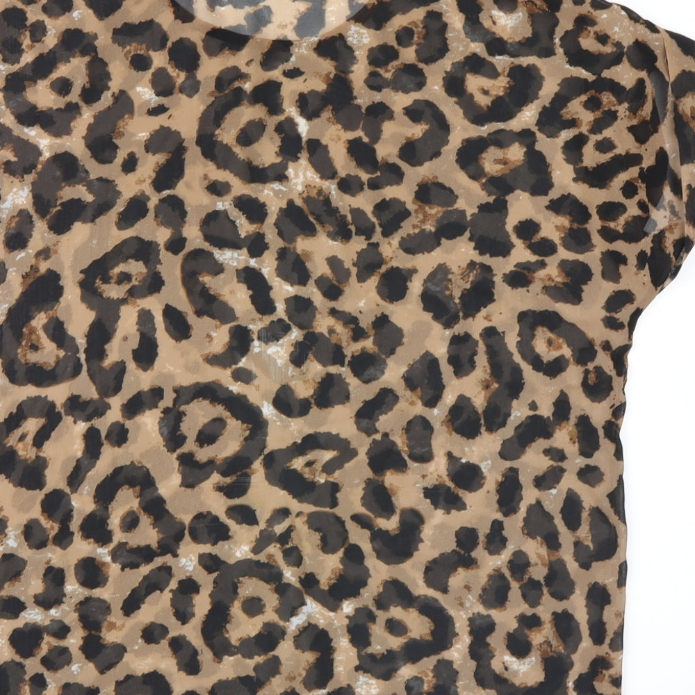 SheIn Womens Yellow Animal Print  Basic Blouse Size L