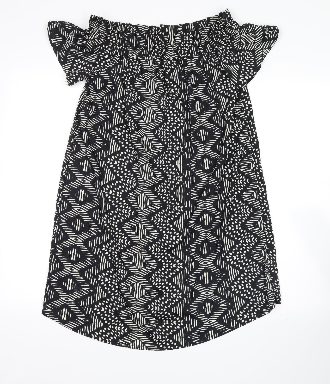 Atmosphere Womens Black Geometric  Basic Blouse Size 10
