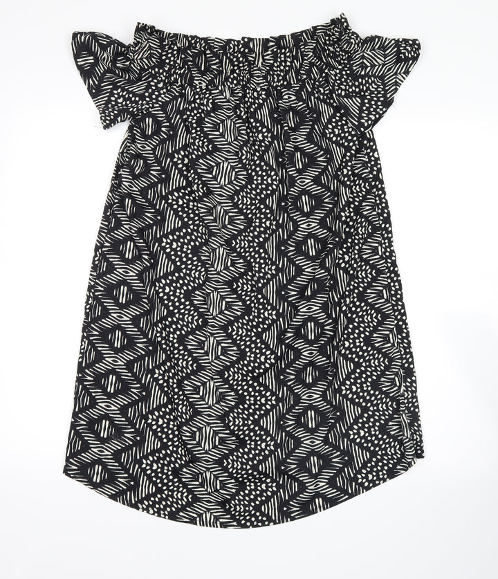 Atmosphere Womens Black Geometric  Basic Blouse Size 10