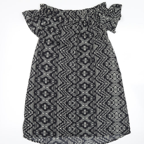 Atmosphere Womens Black Geometric  Basic Blouse Size 10