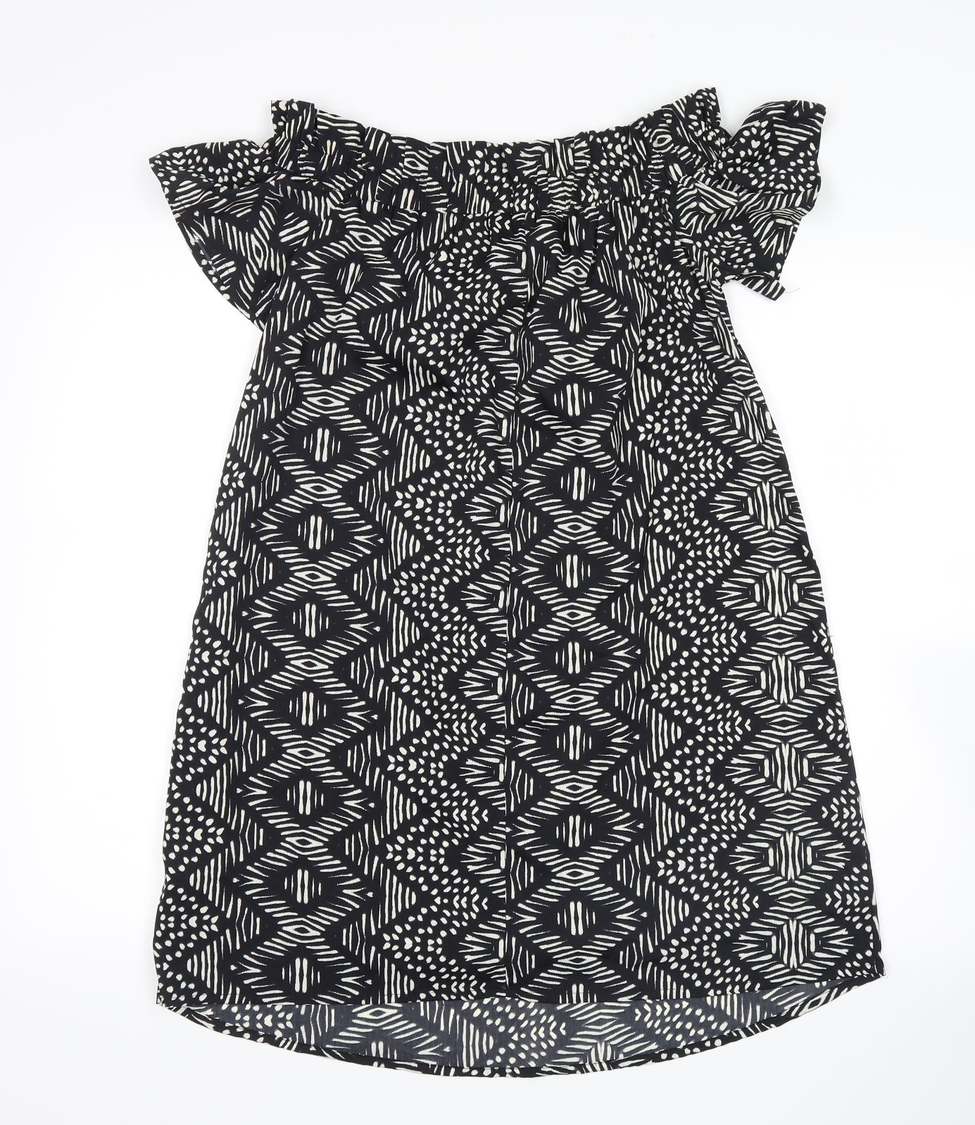 Atmosphere Womens Black Geometric  Basic Blouse Size 10