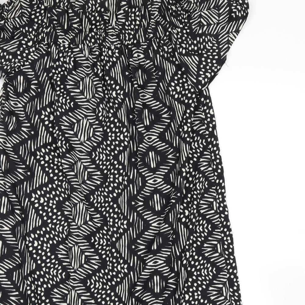 Atmosphere Womens Black Geometric  Basic Blouse Size 10