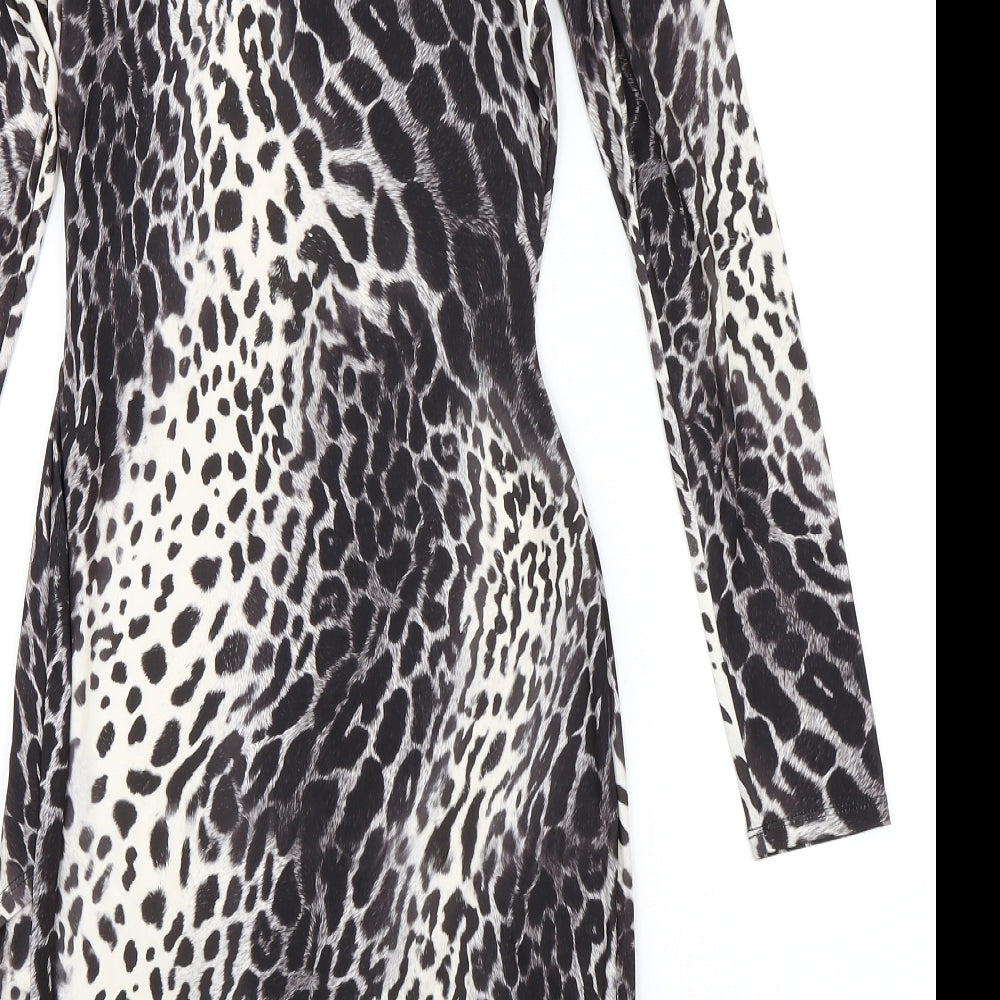 Lipsy Womens Brown Animal Print  Bodycon  Size 10