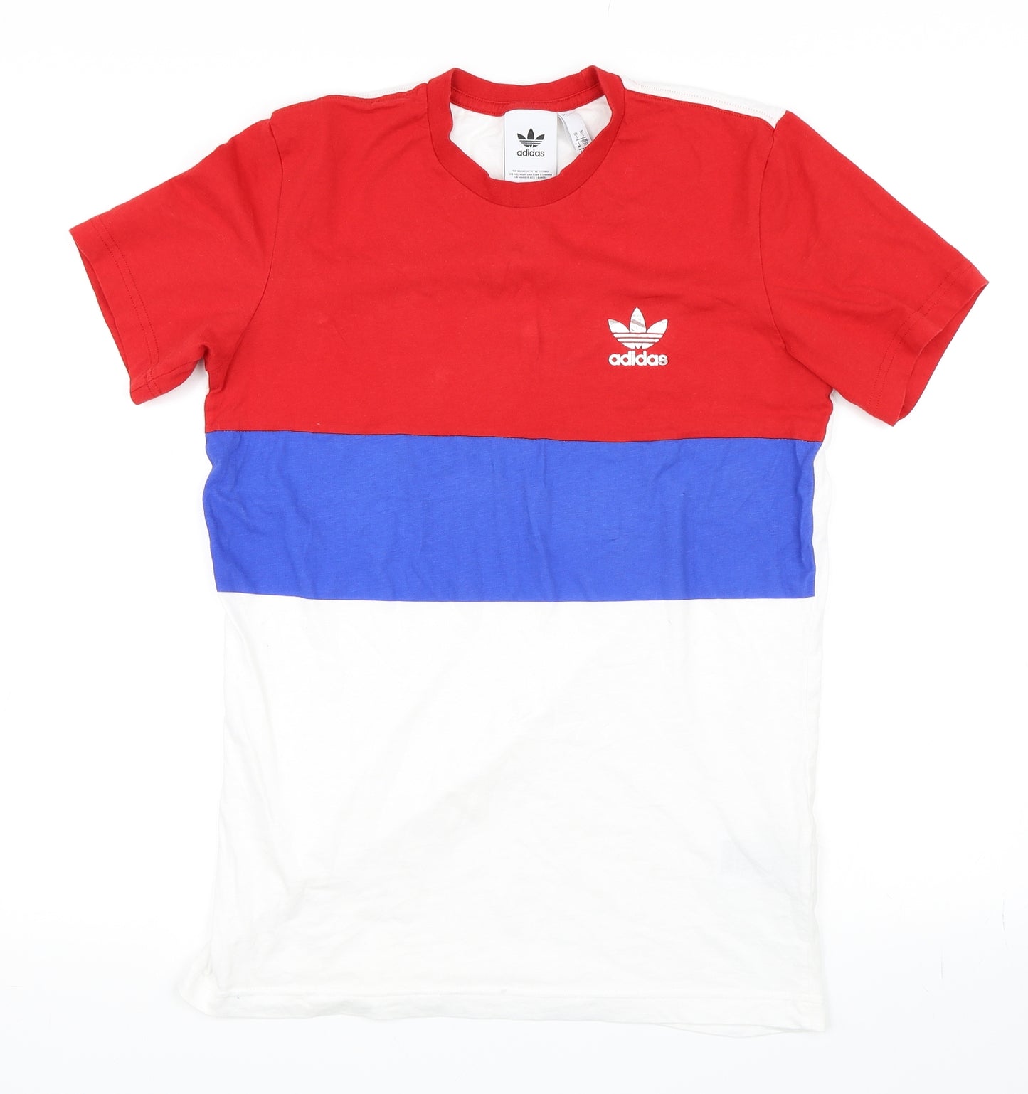 adidas Mens Red Striped   T-Shirt Size S