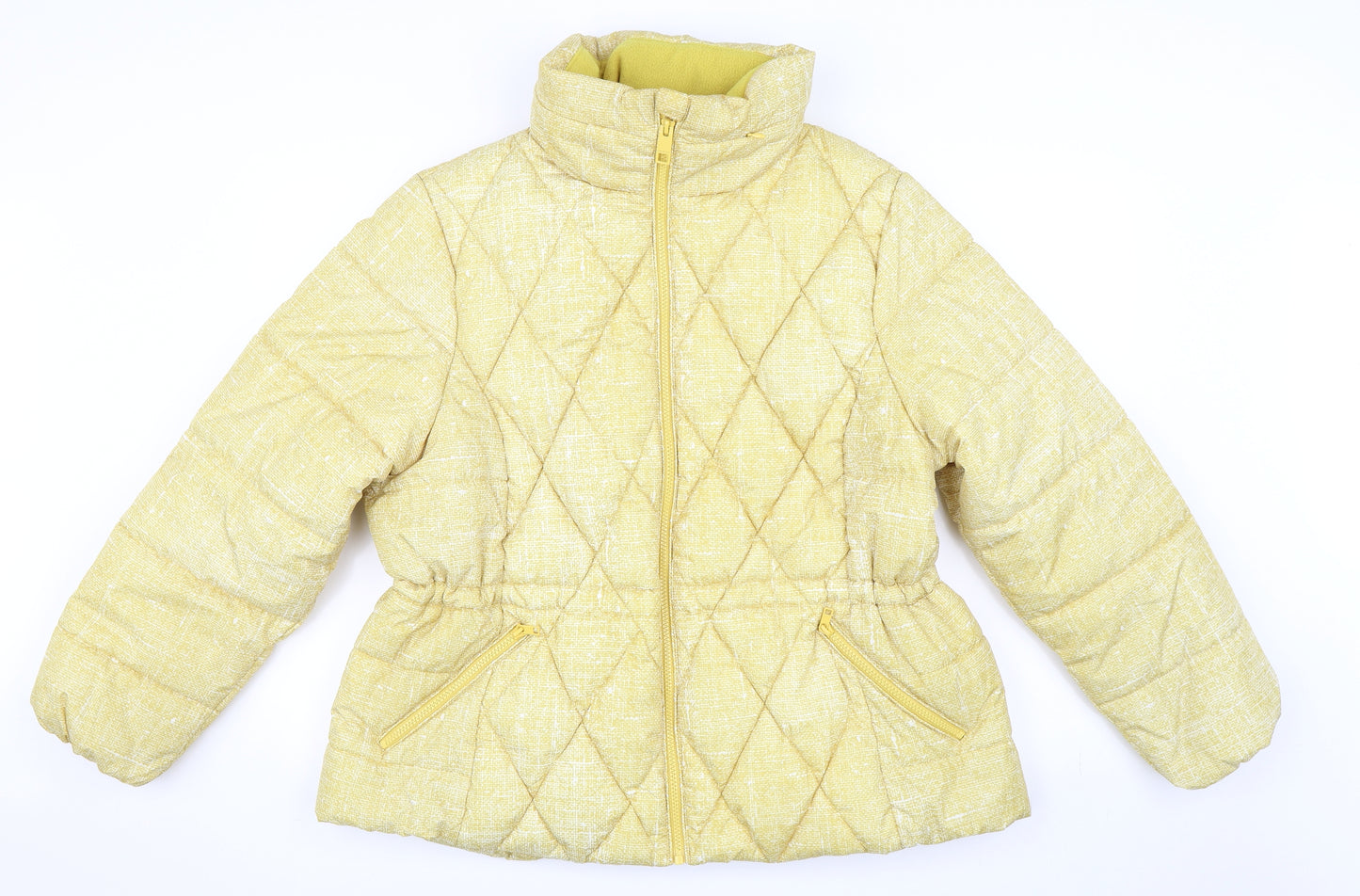 Marks and Spencer Womens Yellow   Puffer Jacket Coat Size 22  - Hidden Hood