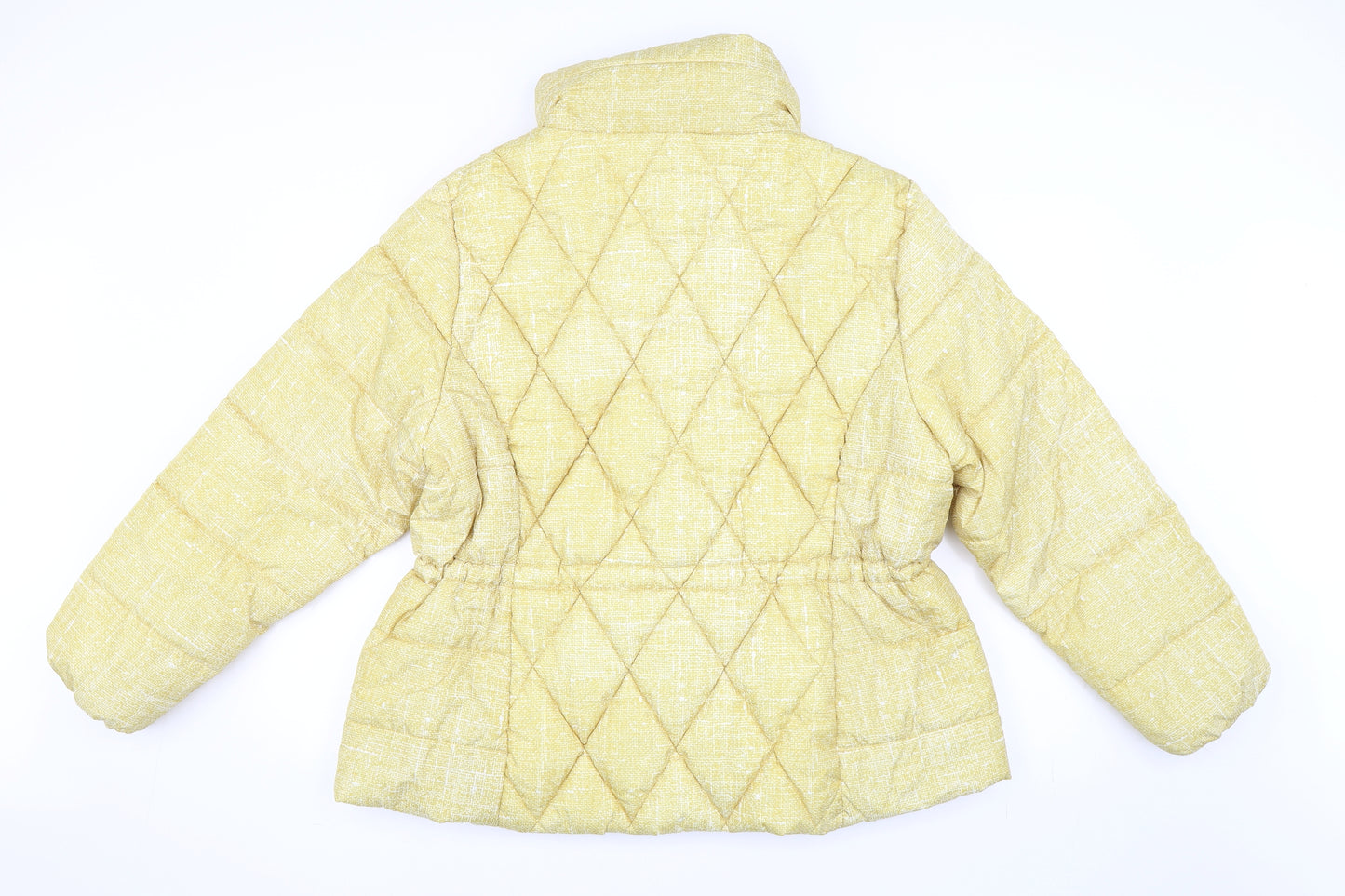 Marks and Spencer Womens Yellow   Puffer Jacket Coat Size 22  - Hidden Hood