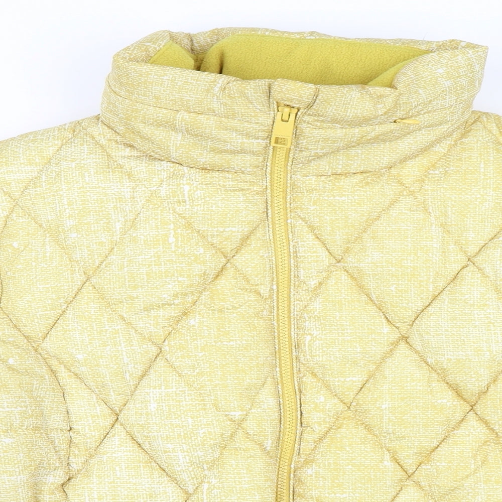 Marks and Spencer Womens Yellow   Puffer Jacket Coat Size 22  - Hidden Hood
