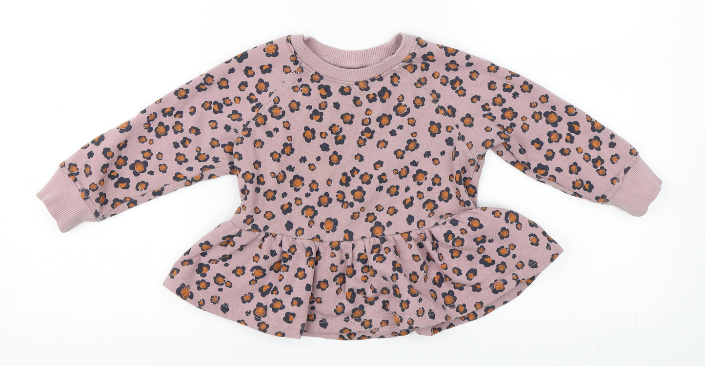 NEXT Girls Pink Animal Print  Pullover Jumper Size 18-24 Months