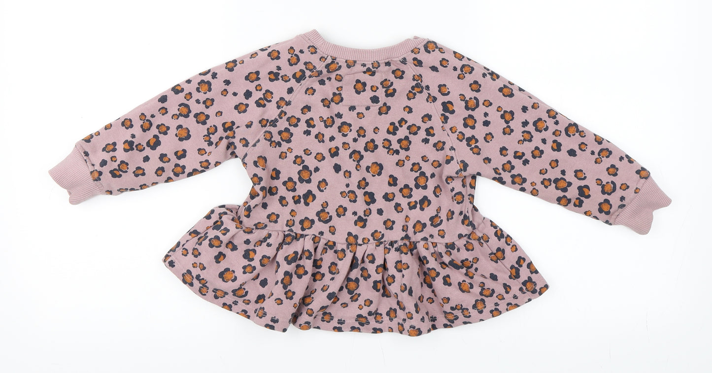 NEXT Girls Pink Animal Print  Pullover Jumper Size 18-24 Months