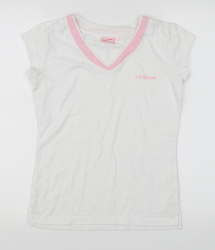 LA Gear Womens White Basic T-Shirt Size 10
