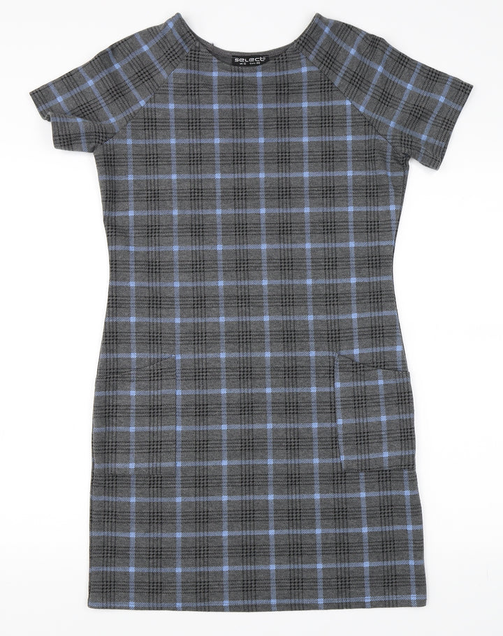 Select Womens Grey Check Bodycon Size 12