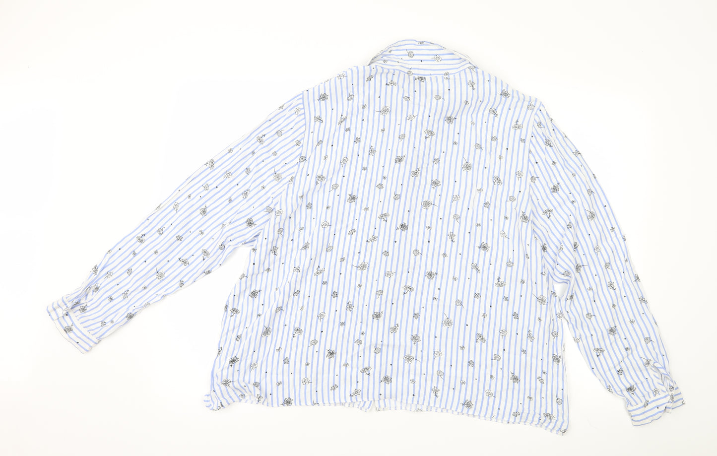 Primark Womens Blue Striped  Basic Button-Up Size 20  - flowers