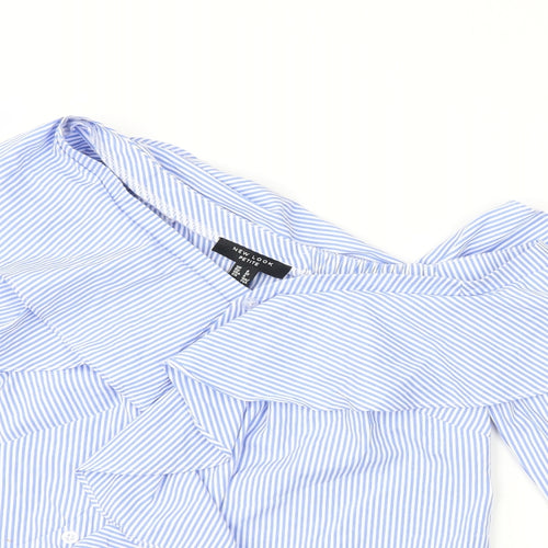 New Look Womens Blue Striped  Basic Blouse Size 4