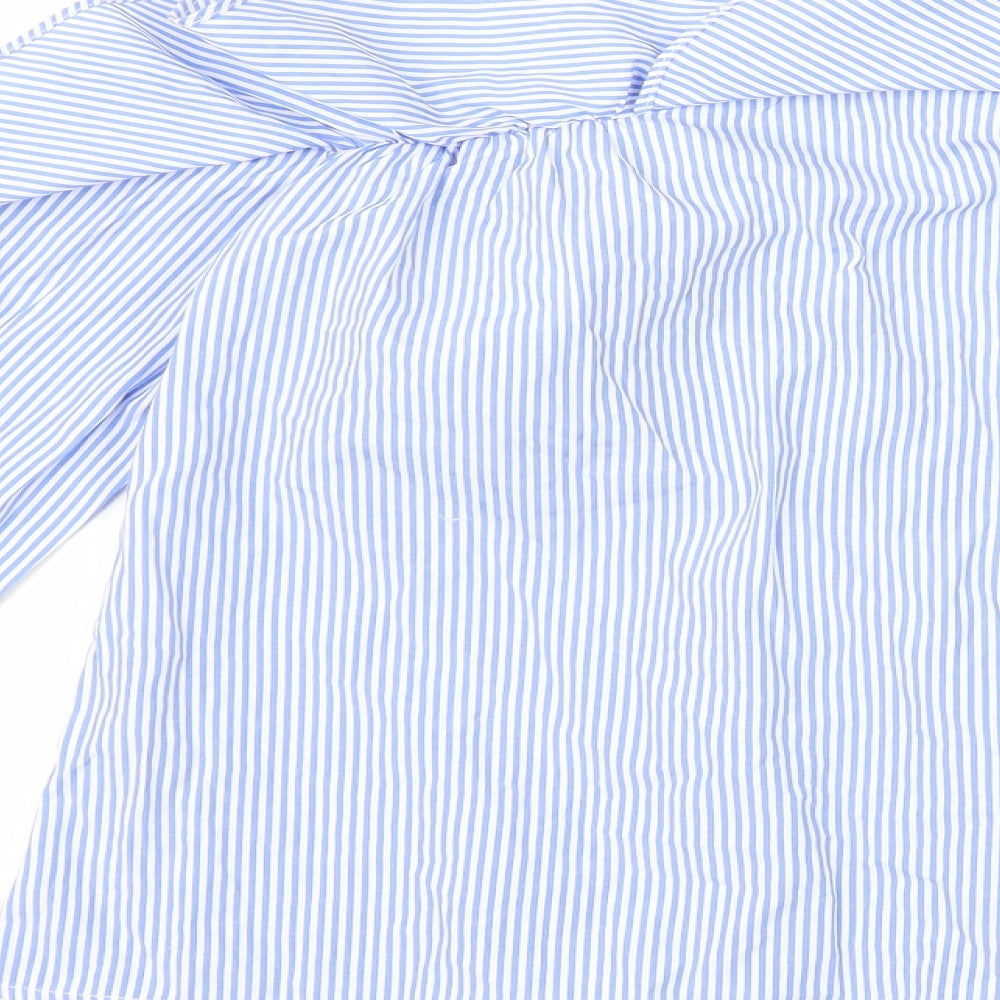 New Look Womens Blue Striped  Basic Blouse Size 4