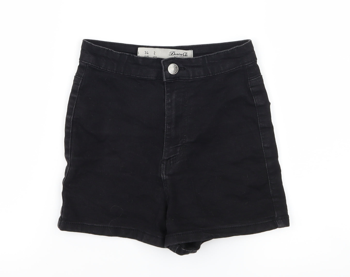 denim co Womens Black  Denim Hot Pants Shorts Size 6