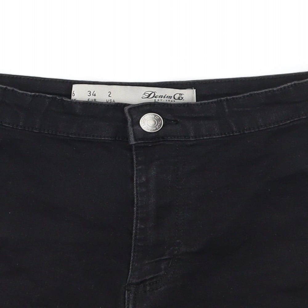 denim co Womens Black  Denim Hot Pants Shorts Size 6