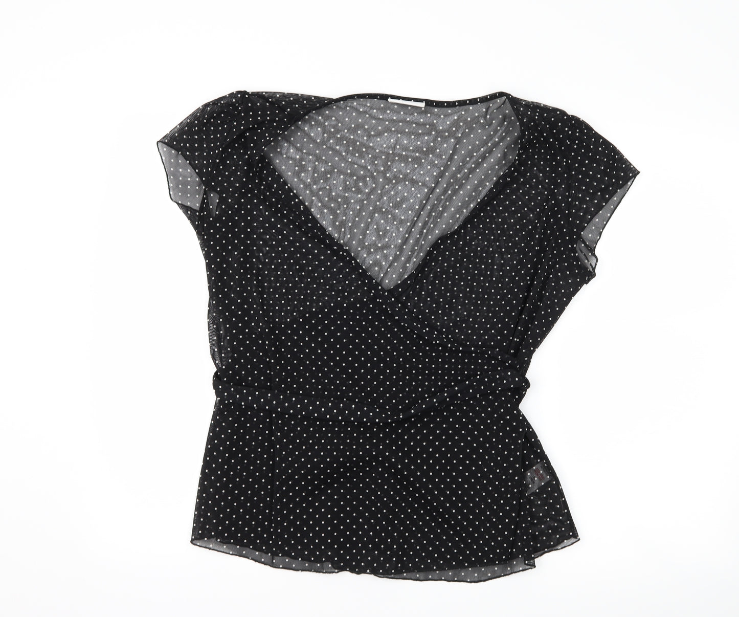 Wallis Womens Black Polka Dot  Basic T-Shirt Size 18