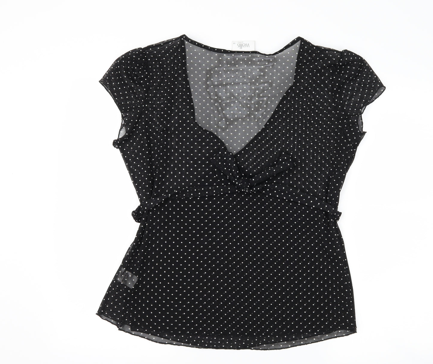 Wallis Womens Black Polka Dot  Basic T-Shirt Size 18