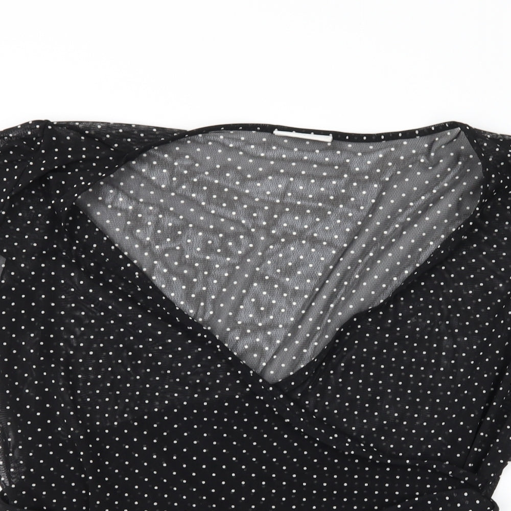 Wallis Womens Black Polka Dot  Basic T-Shirt Size 18