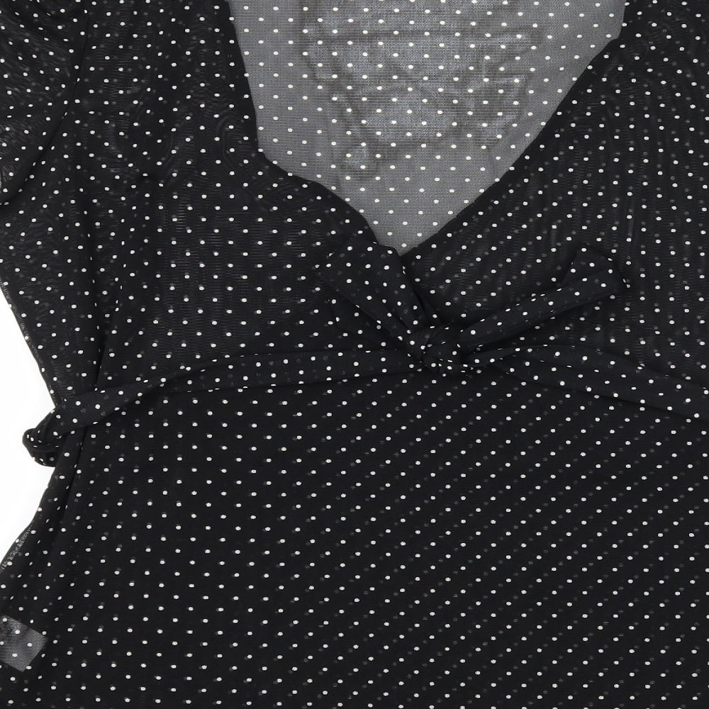 Wallis Womens Black Polka Dot  Basic T-Shirt Size 18