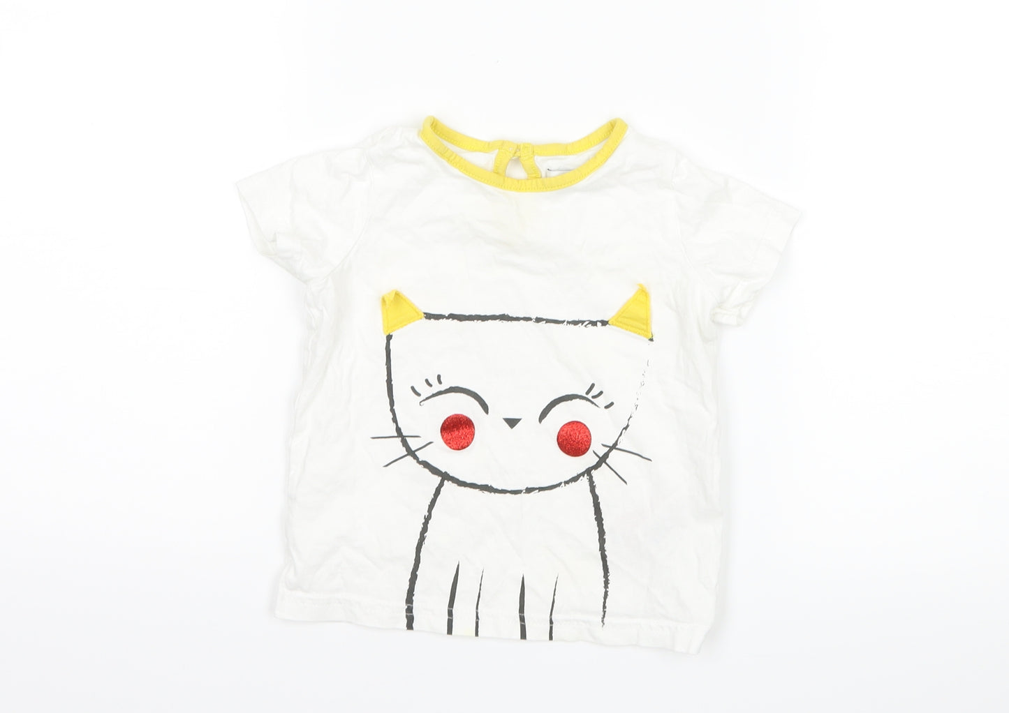 Marks and Spencer Girls White   Basic T-Shirt Size 18-24 Months  - cat