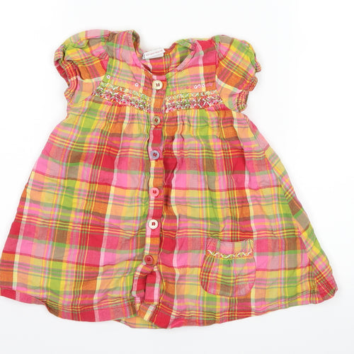 NEXT Girls Pink Check  Shirt Dress  Size 6-9 Months