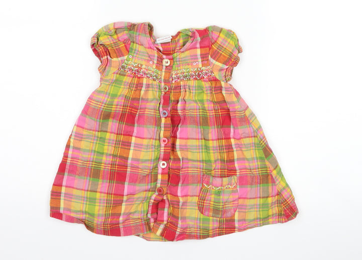 NEXT Girls Pink Check Shirt Dress Size 6-9 Months