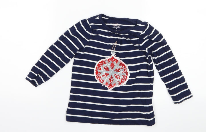 Topolino Girls Blue Spotted Basic T-Shirt Size 3 Years - Christmas Bauble