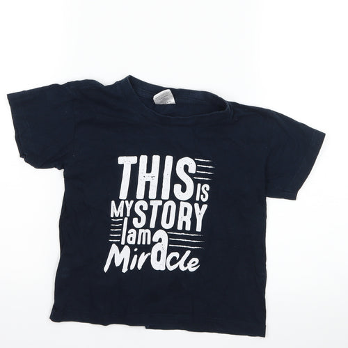 B&C collection Boys Blue   Basic T-Shirt Size 11-12 Years  - slogan