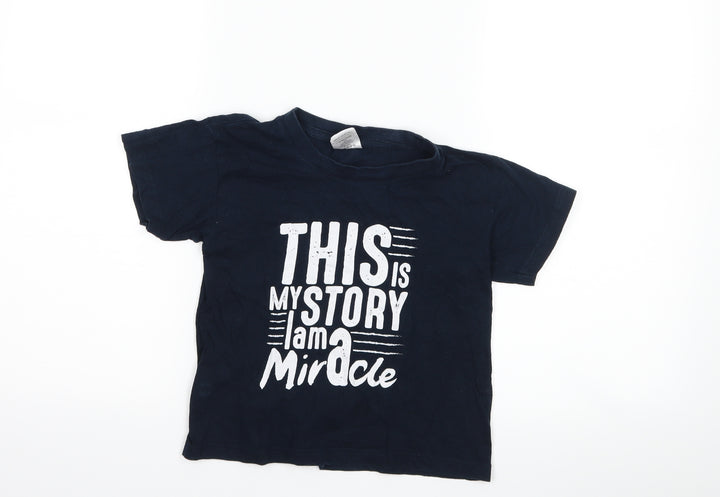 B&C collection Boys Blue Basic T-Shirt Size 11-12 Years - slogan