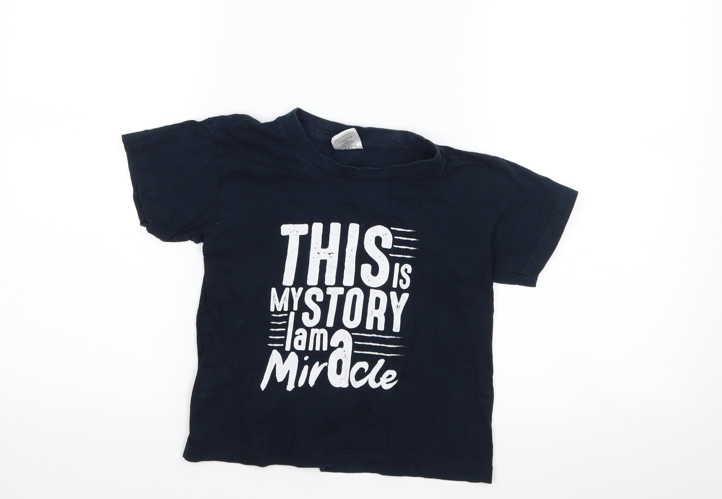B&C collection Boys Blue   Basic T-Shirt Size 11-12 Years  - slogan