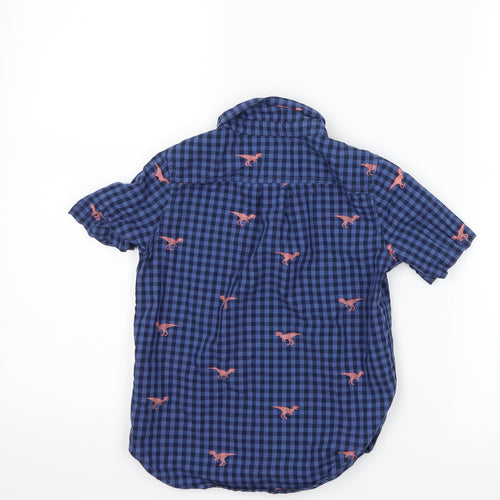 Gap Boys Blue Check  Basic Button-Up Size 4 Years  - DInosaur
