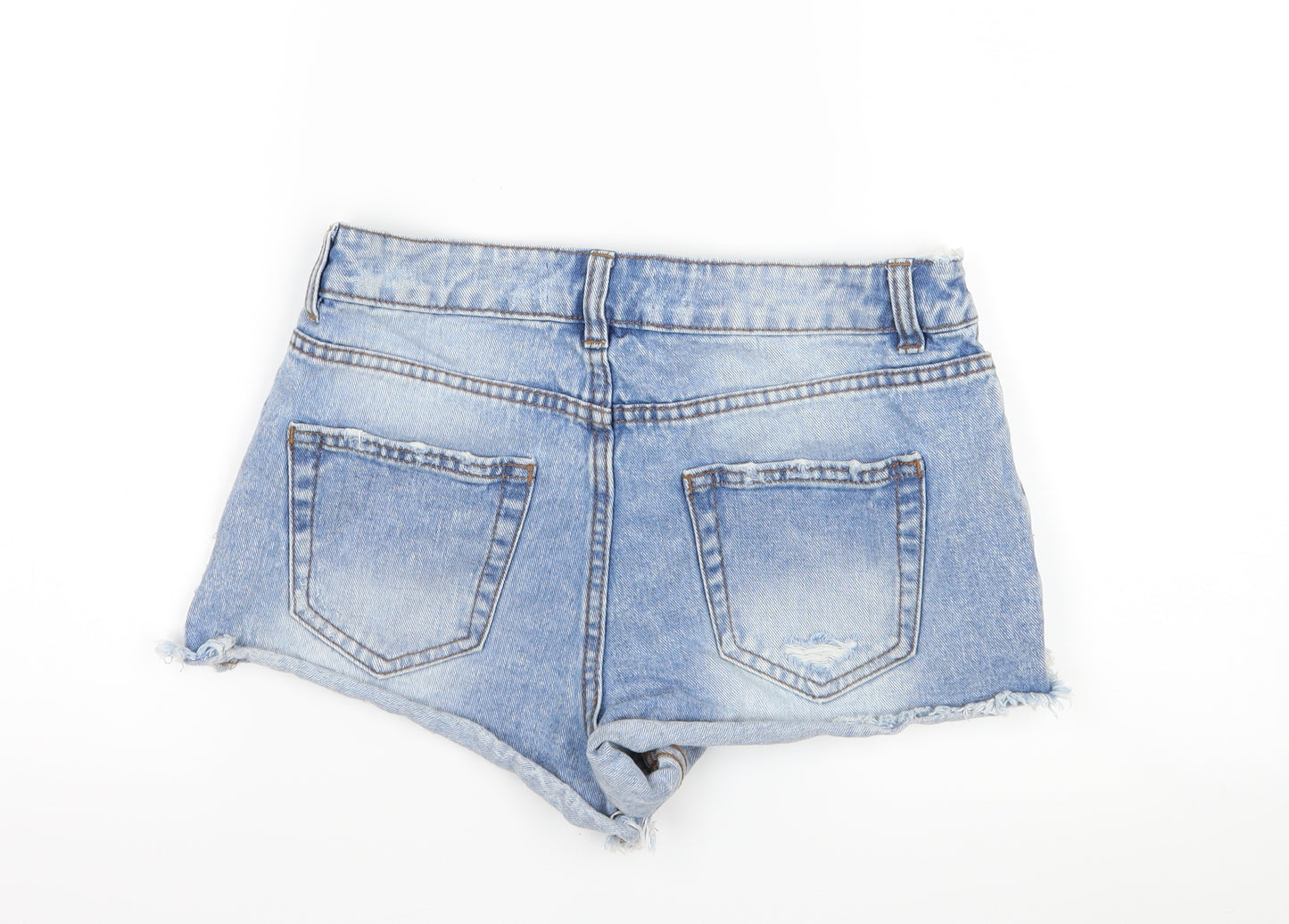 New Look Womens Blue  Denim Hot Pants Shorts Size 8 - distressed