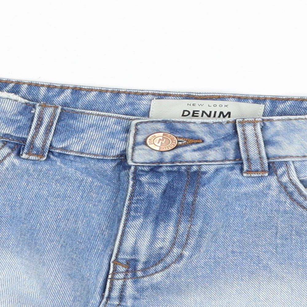 New Look Womens Blue  Denim Hot Pants Shorts Size 8 - distressed