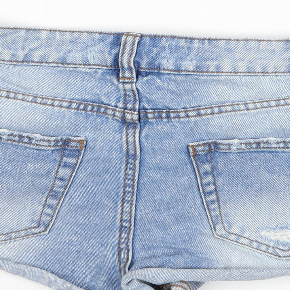 New Look Womens Blue  Denim Hot Pants Shorts Size 8 - distressed