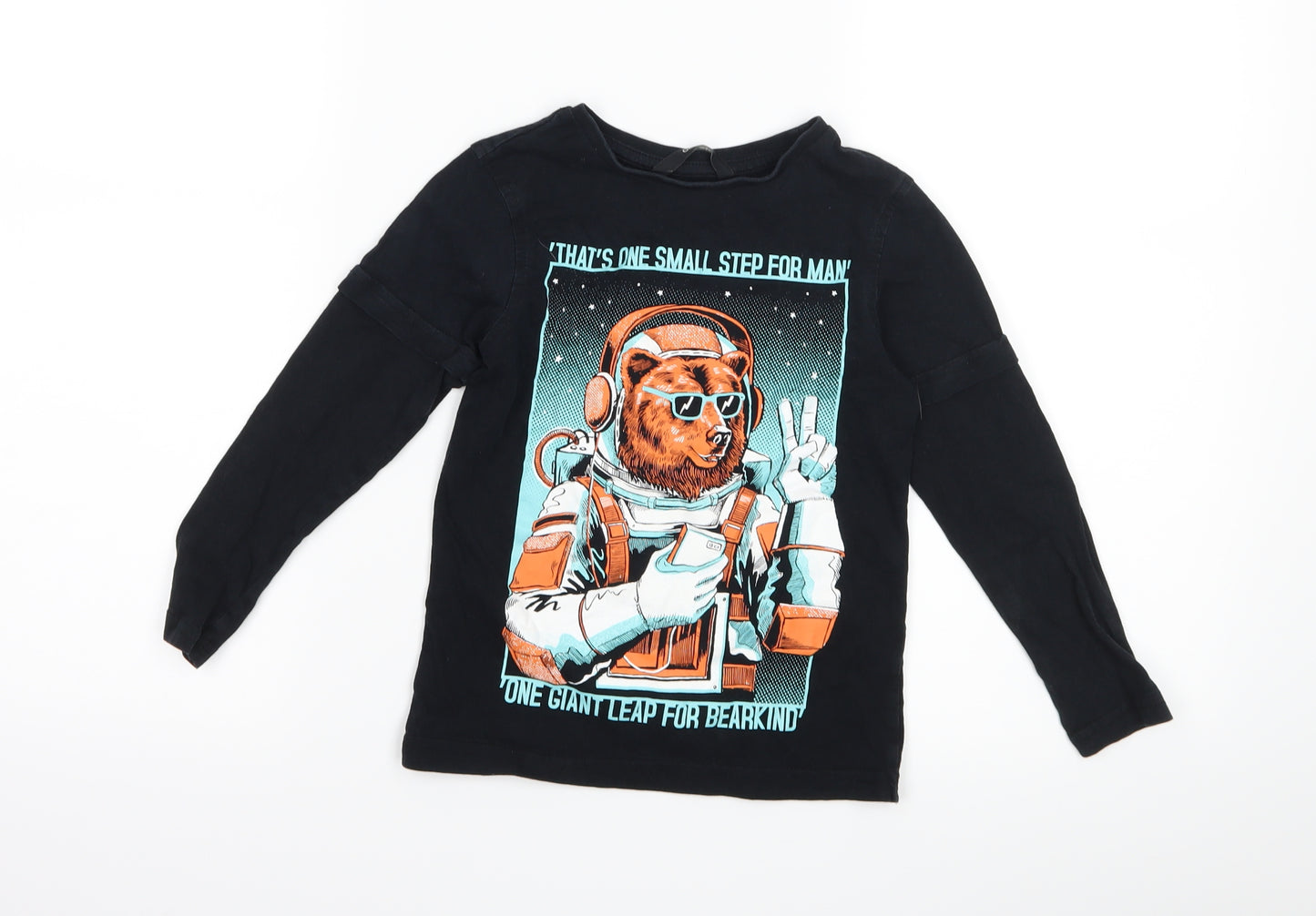 George Boys Black   Basic T-Shirt Size 4-5 Years  - Astronaut  bear