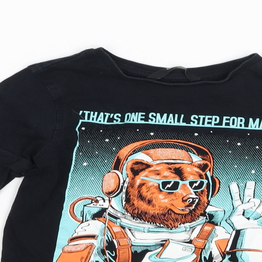 George Boys Black   Basic T-Shirt Size 4-5 Years  - Astronaut  bear