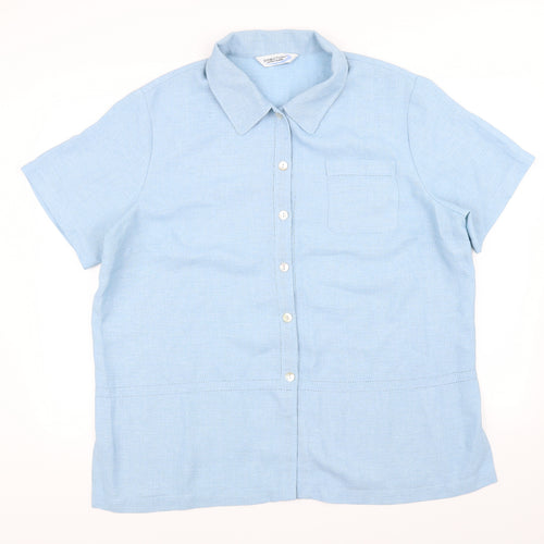Direction Womens Blue Houndstooth  Basic Button-Up Size 22