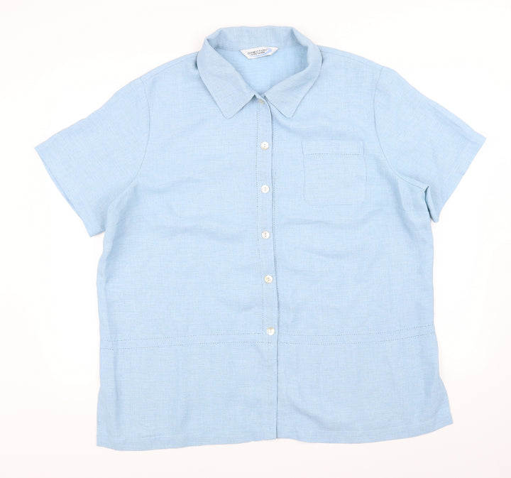 Direction Womens Blue Houndstooth Basic Button-Up Size 22